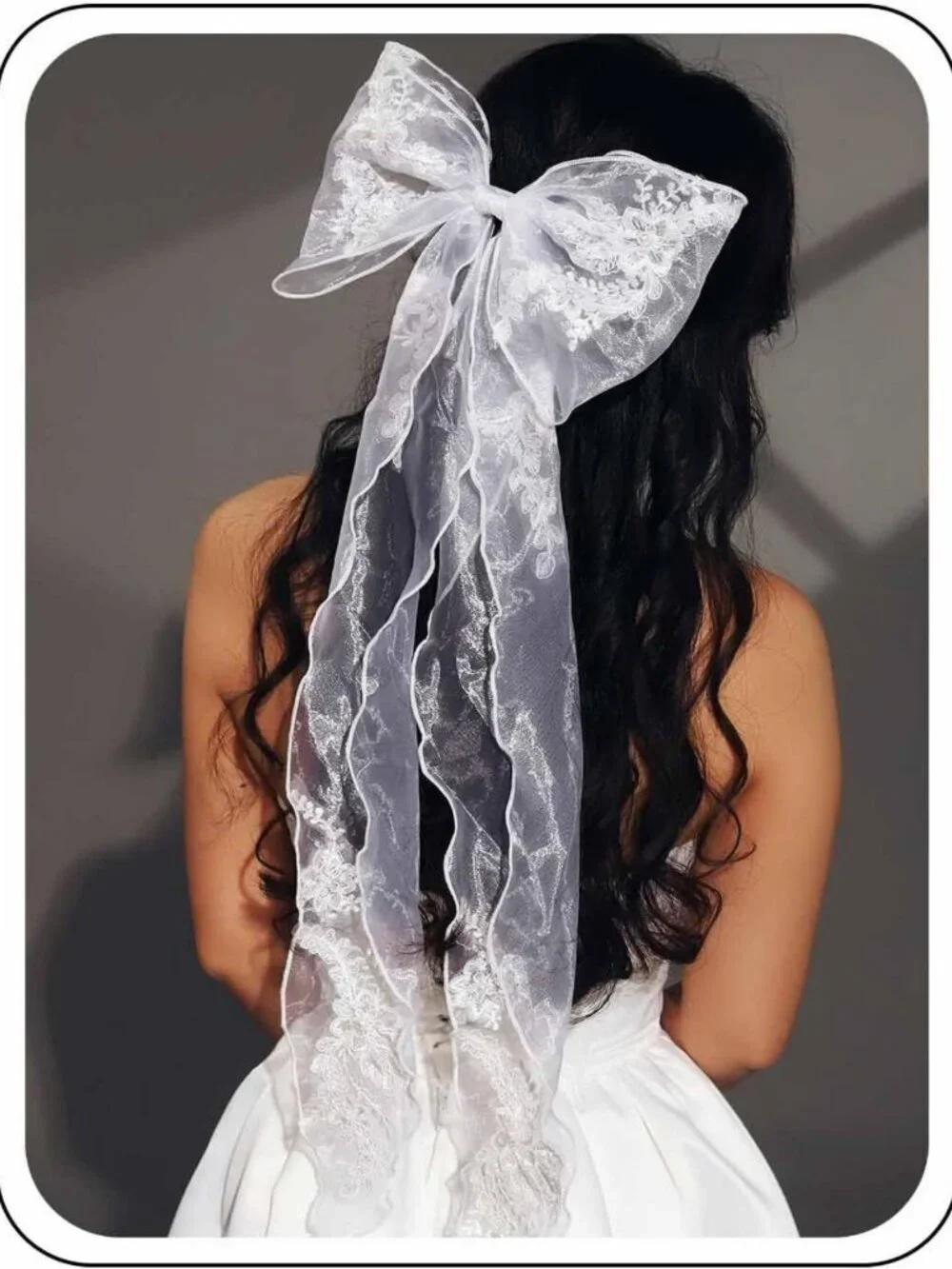 Elegant Bridal Hair Bow Clip - Lace Floral Wedding Accessory for Women